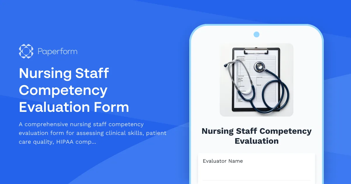 Nursing Staff Competency Evaluation Form