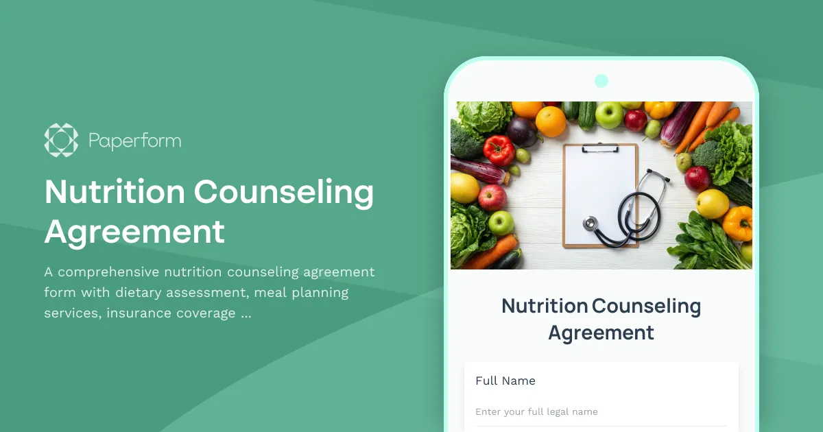 Nutrition Counseling Agreement