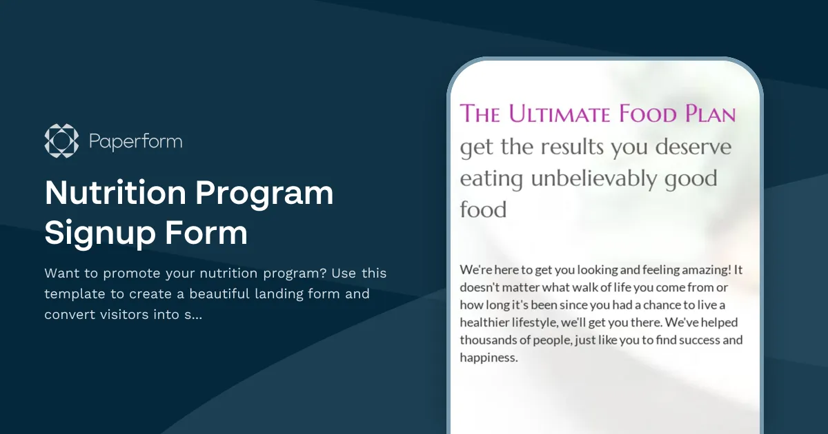 Nutrition Program Signup Form