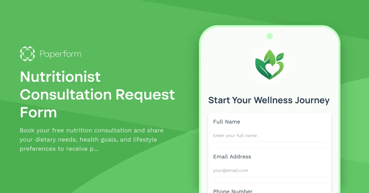 Nutritionist Consultation Request Form