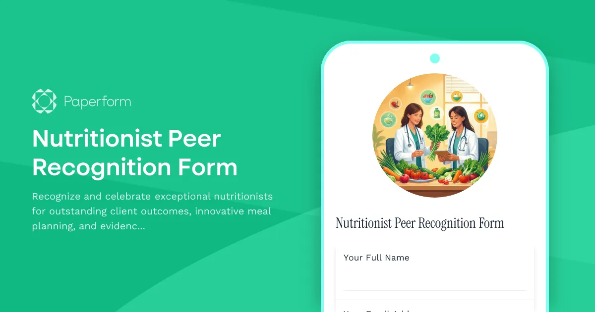 Nutritionist Peer Recognition Form