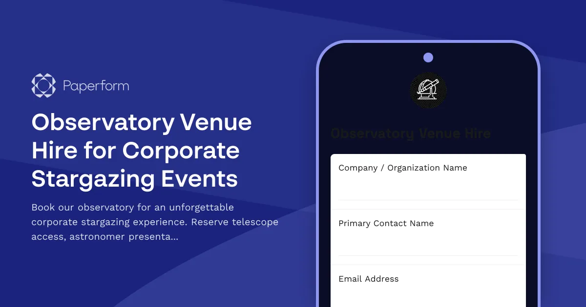 Observatory Venue Hire for Corporate Stargazing Events