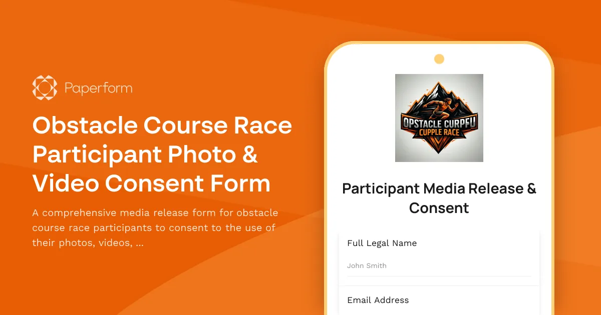 Obstacle Course Race Participant Photo & Video Consent Form