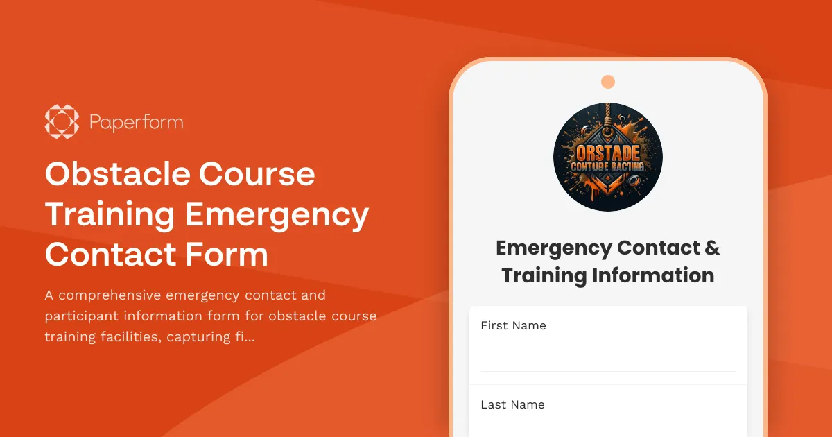 Obstacle Course Training Emergency Contact Form