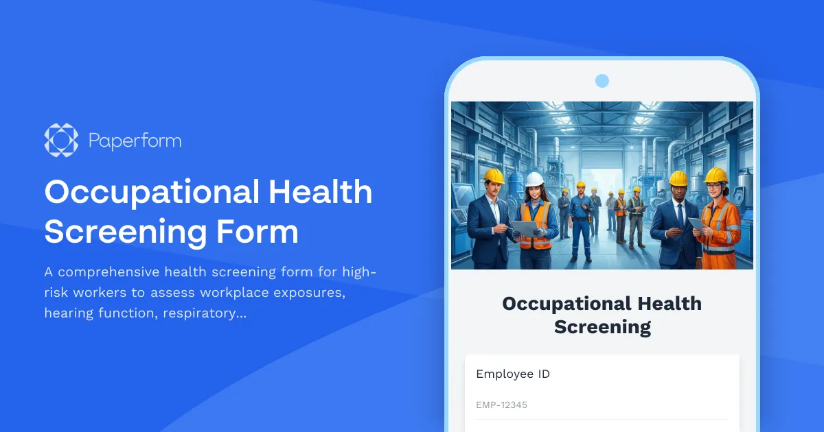 Occupational Health Screening Form