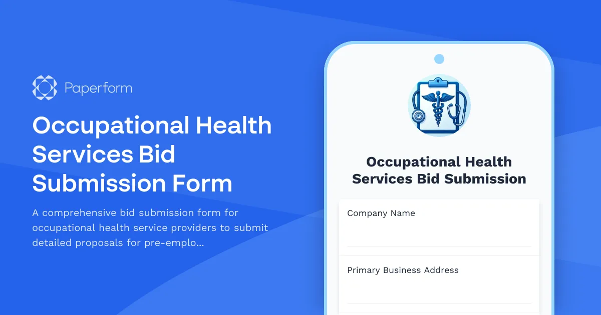 Occupational Health Services Bid Submission Form