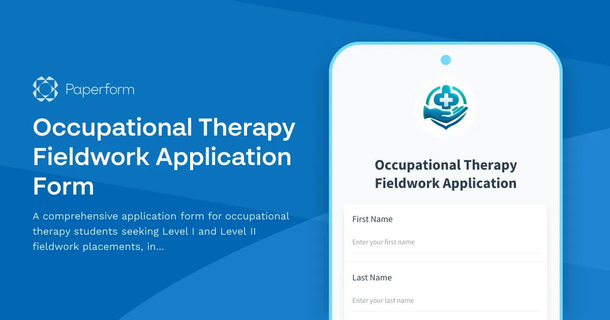 Occupational Therapy Fieldwork Application Form