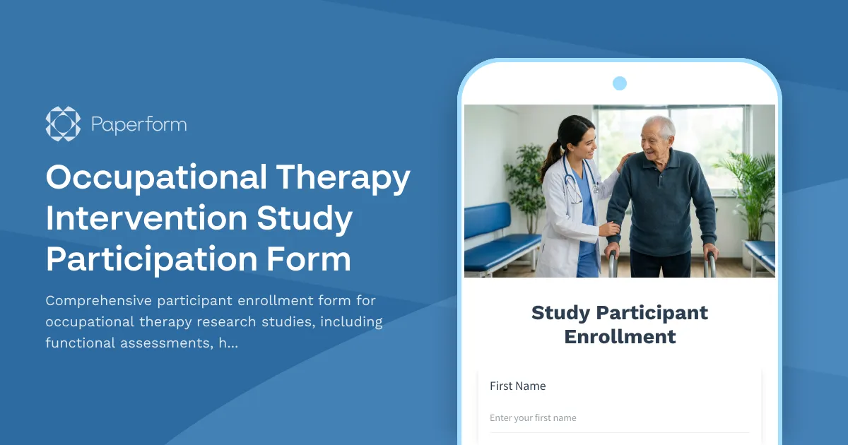 Occupational Therapy Intervention Study Participation Form
