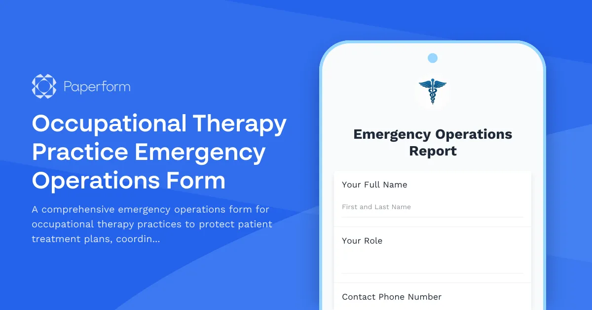 Occupational Therapy Practice Emergency Operations Form