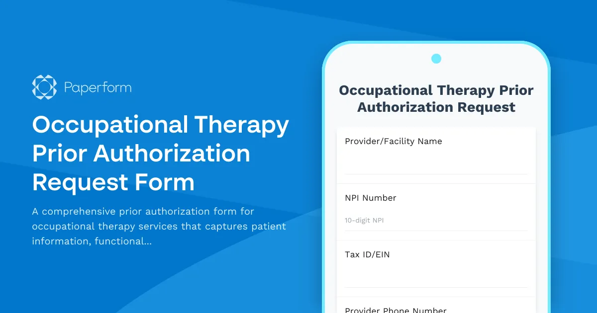 Occupational Therapy Prior Authorization Request Form