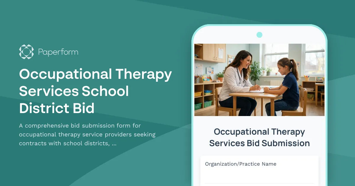 Occupational Therapy Services School District Bid