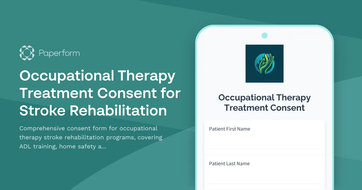 Occupational Therapy Treatment Consent for Stroke Rehabilitation
