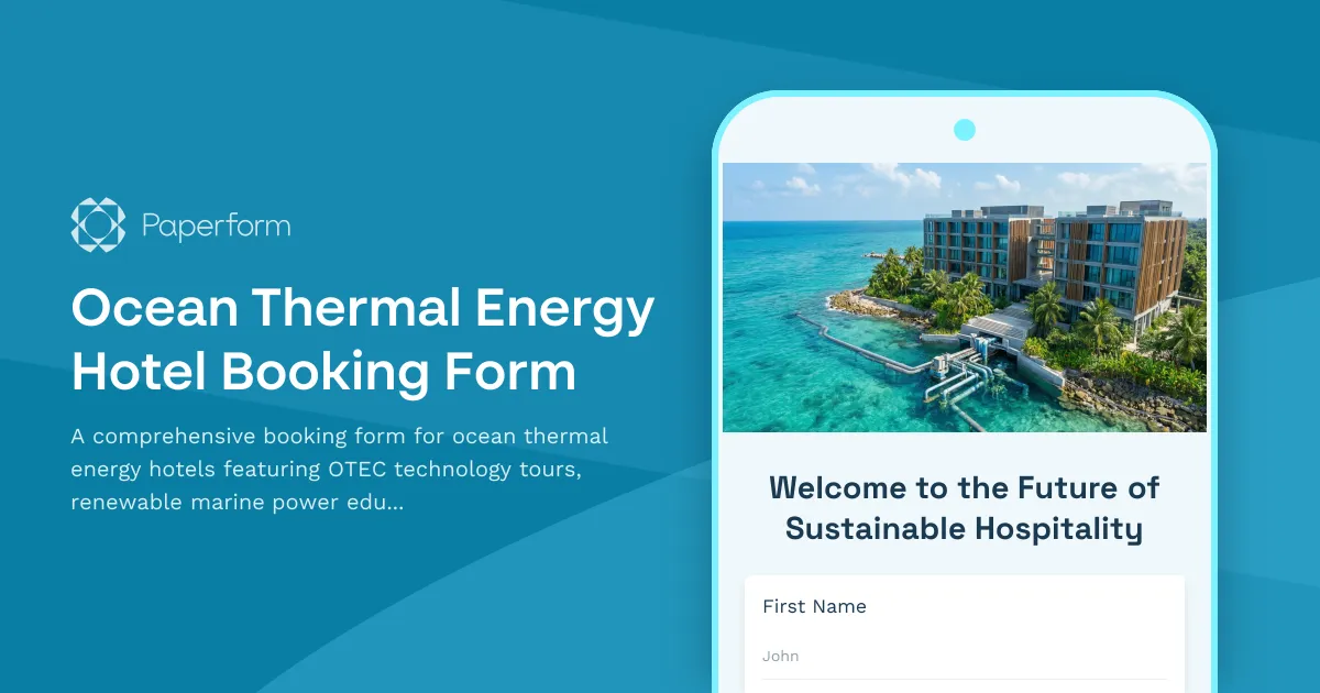Ocean Thermal Energy Hotel Booking Form