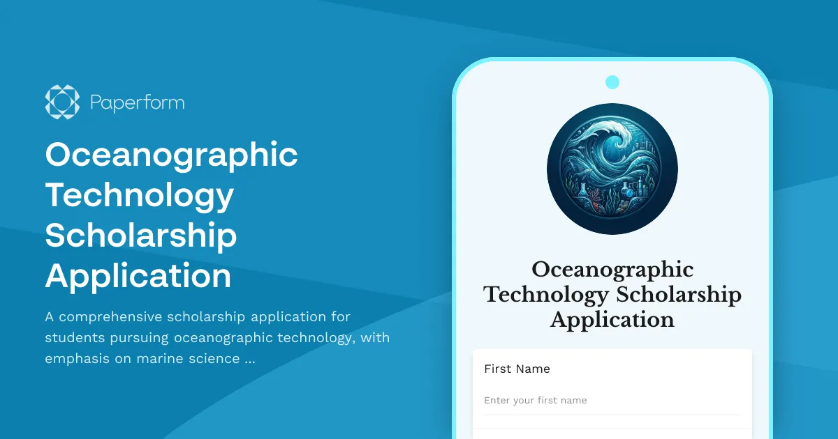 Oceanographic Technology Scholarship Application