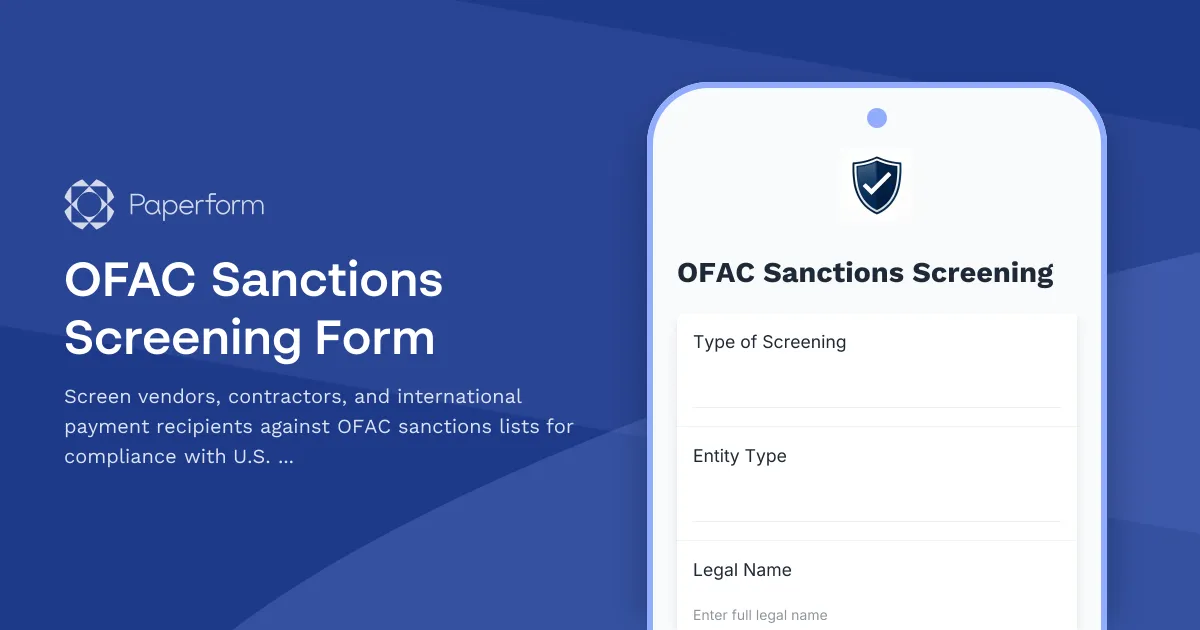 OFAC Sanctions Screening Form