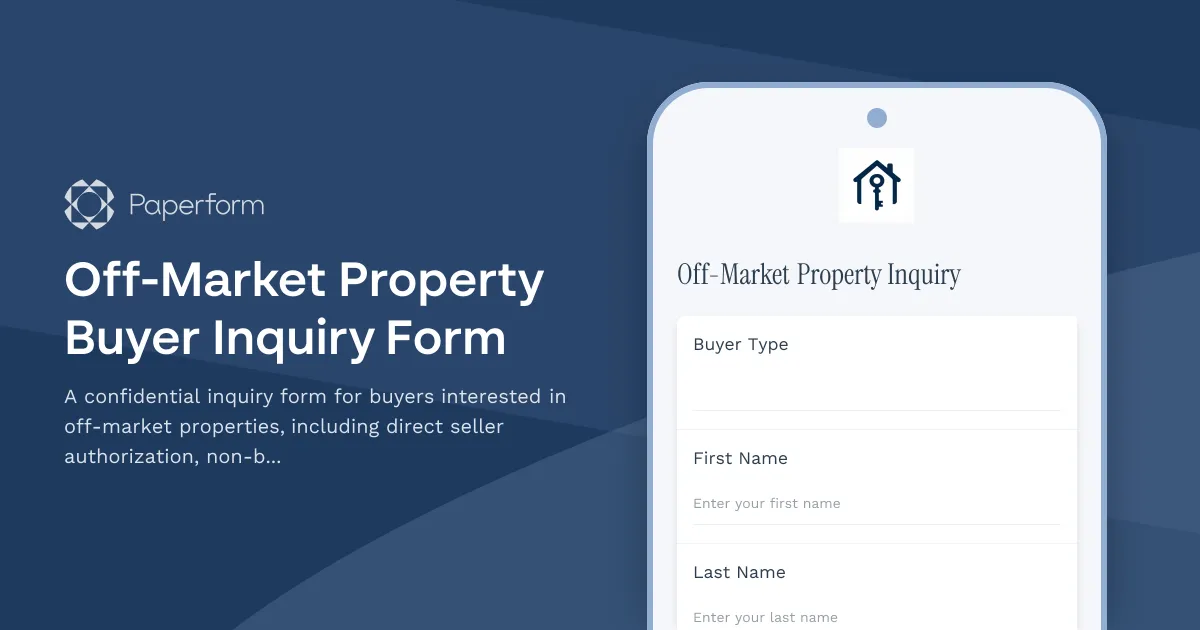 Off-Market Property Buyer Inquiry Form