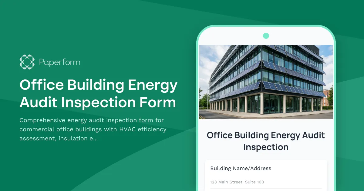 Office Building Energy Audit Inspection Form