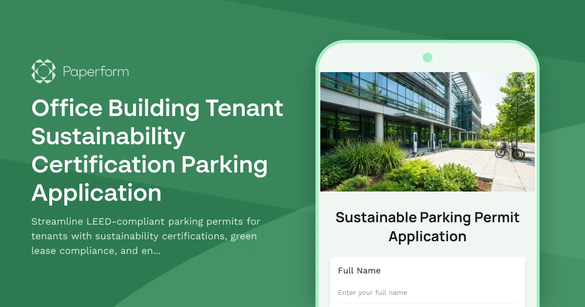 Office Building Tenant Sustainability Certification Parking Application