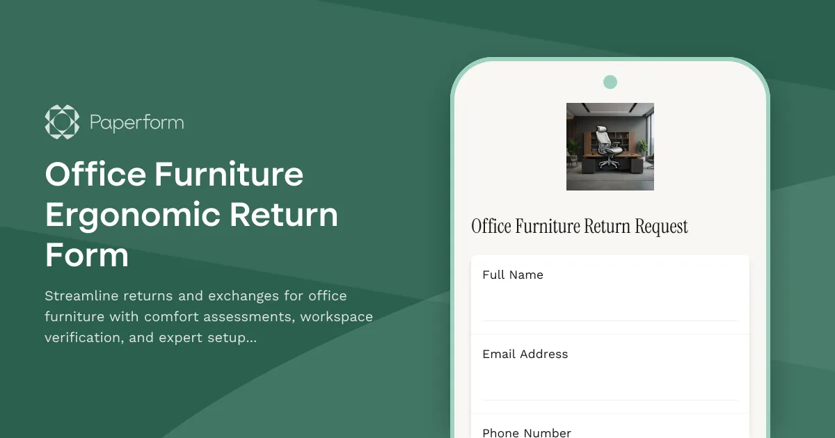 Office Furniture Ergonomic Return Form