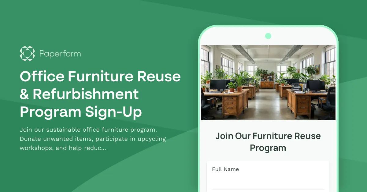 Office Furniture Reuse & Refurbishment Program Sign-Up