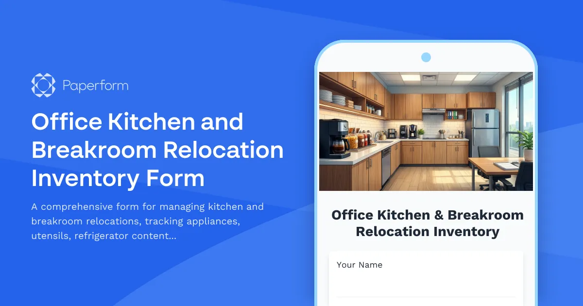 Office Kitchen and Breakroom Relocation Inventory Form