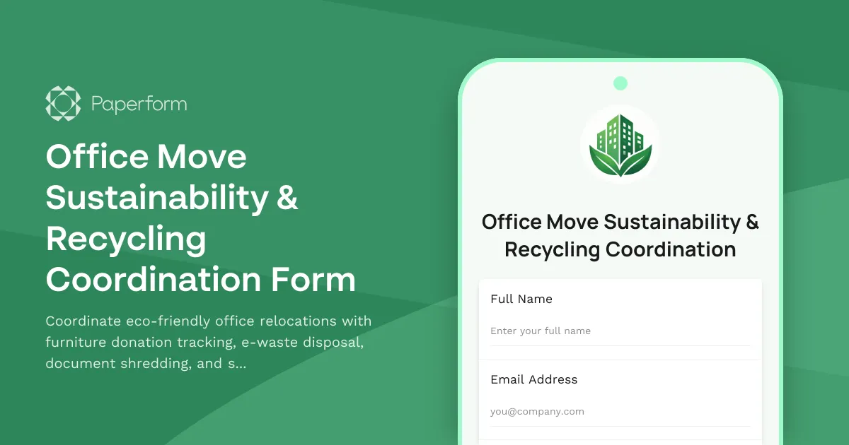 Office Move Sustainability & Recycling Coordination Form