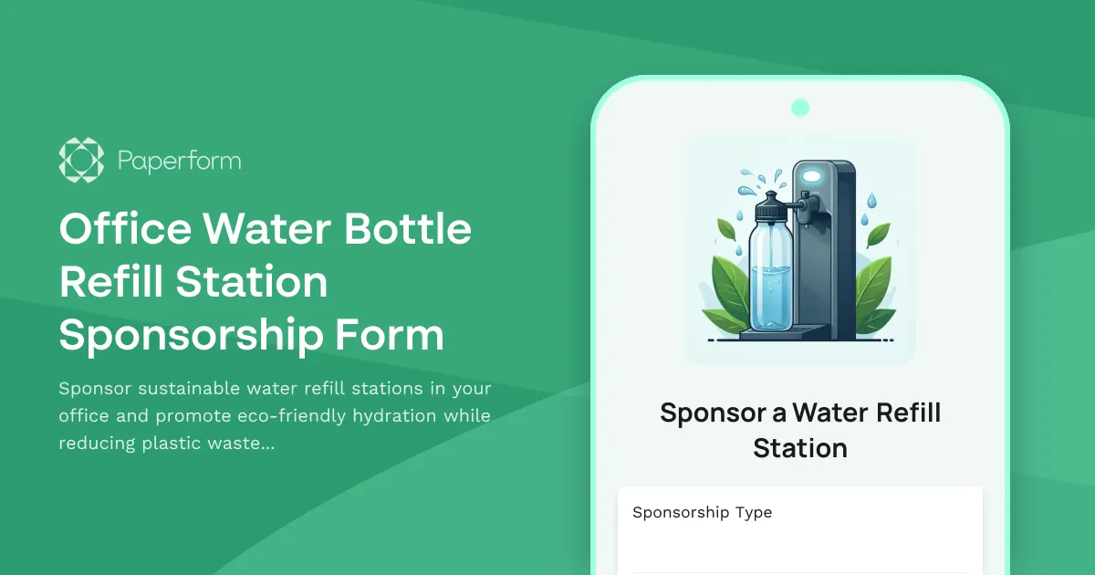Office Water Bottle Refill Station Sponsorship Form