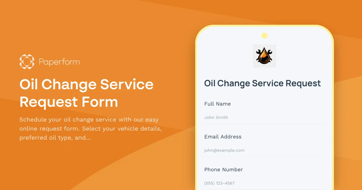 Oil Change Service Request Form