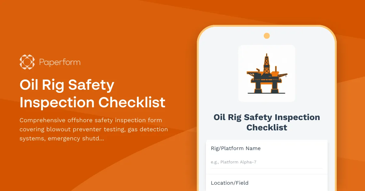 Oil Rig Safety Inspection Checklist