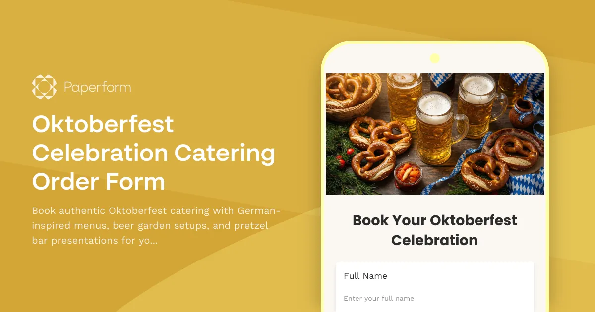 Oktoberfest Celebration Catering Order Form