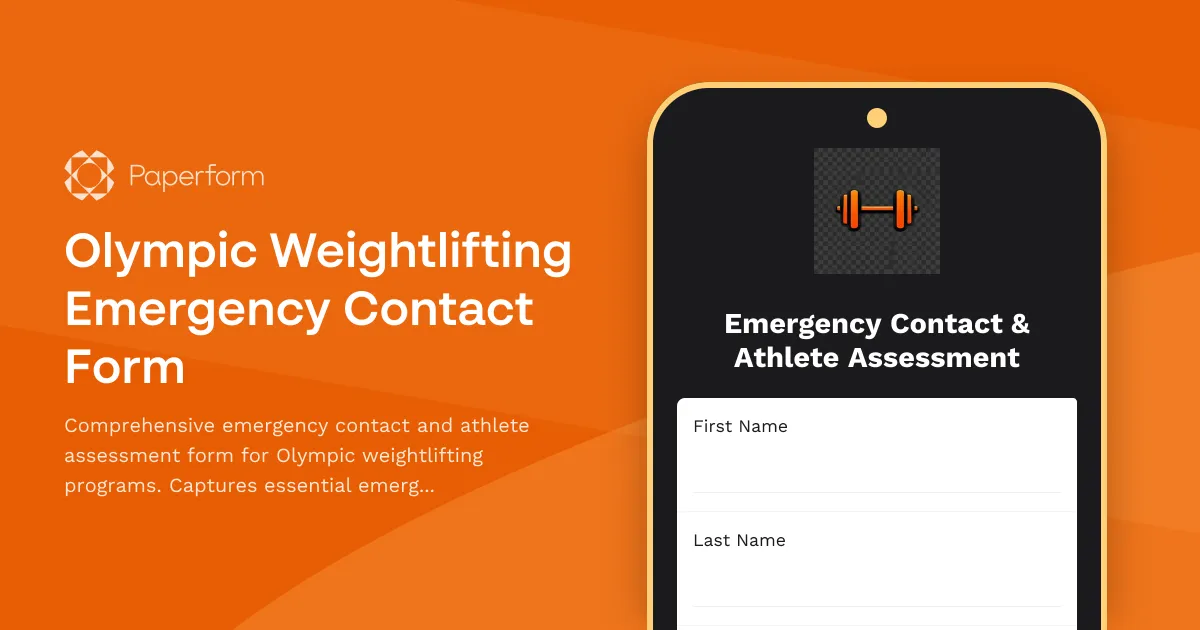Olympic Weightlifting Emergency Contact Form