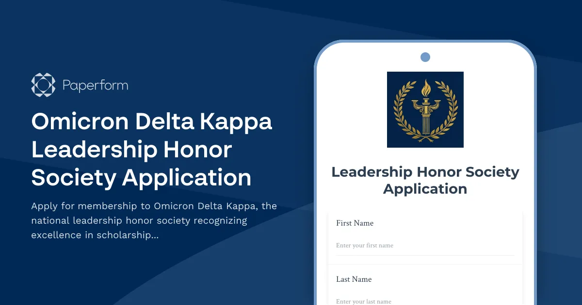 Omicron Delta Kappa Leadership Honor Society Application