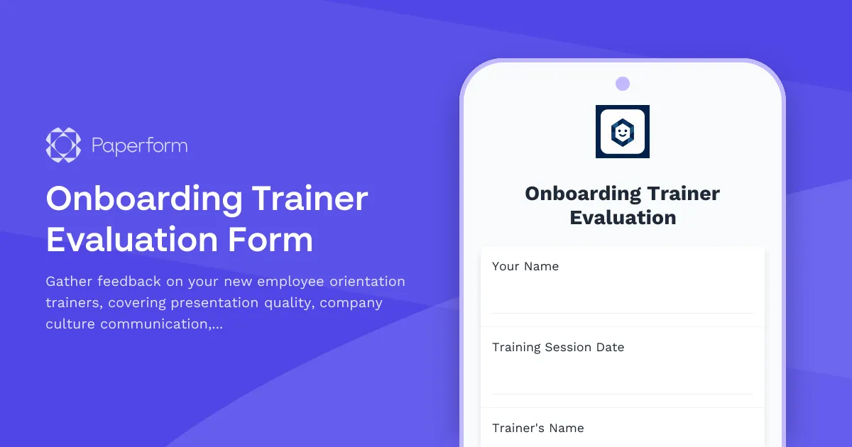 Onboarding Trainer Evaluation Form