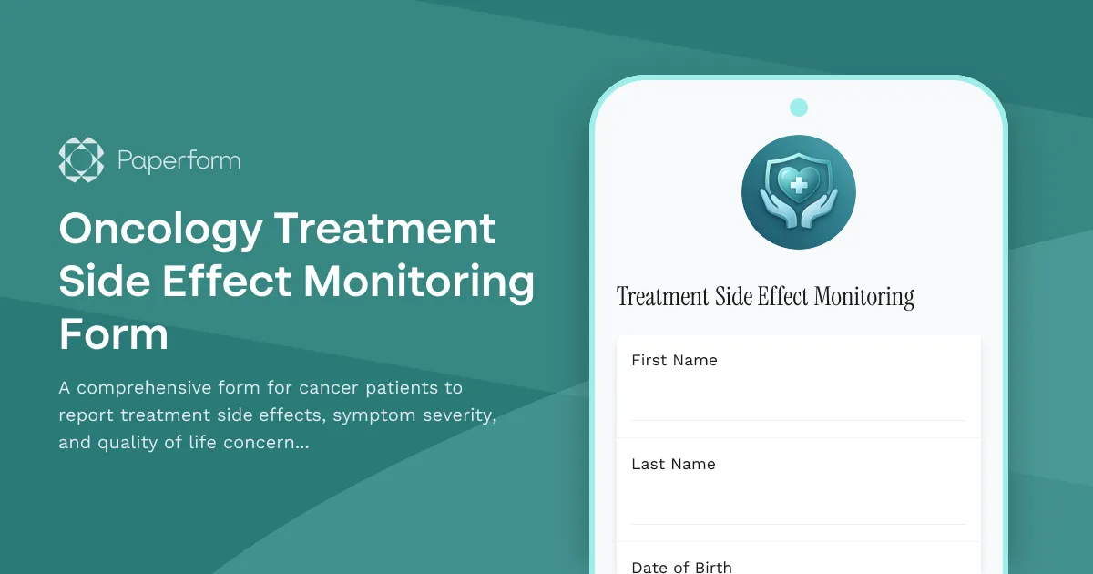 Oncology Treatment Side Effect Monitoring Form