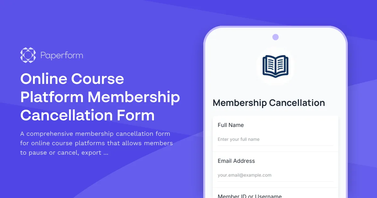 Online Course Platform Membership Cancellation Form