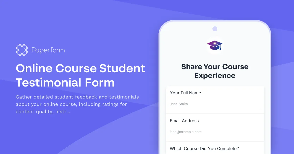 Online Course Student Testimonial Form