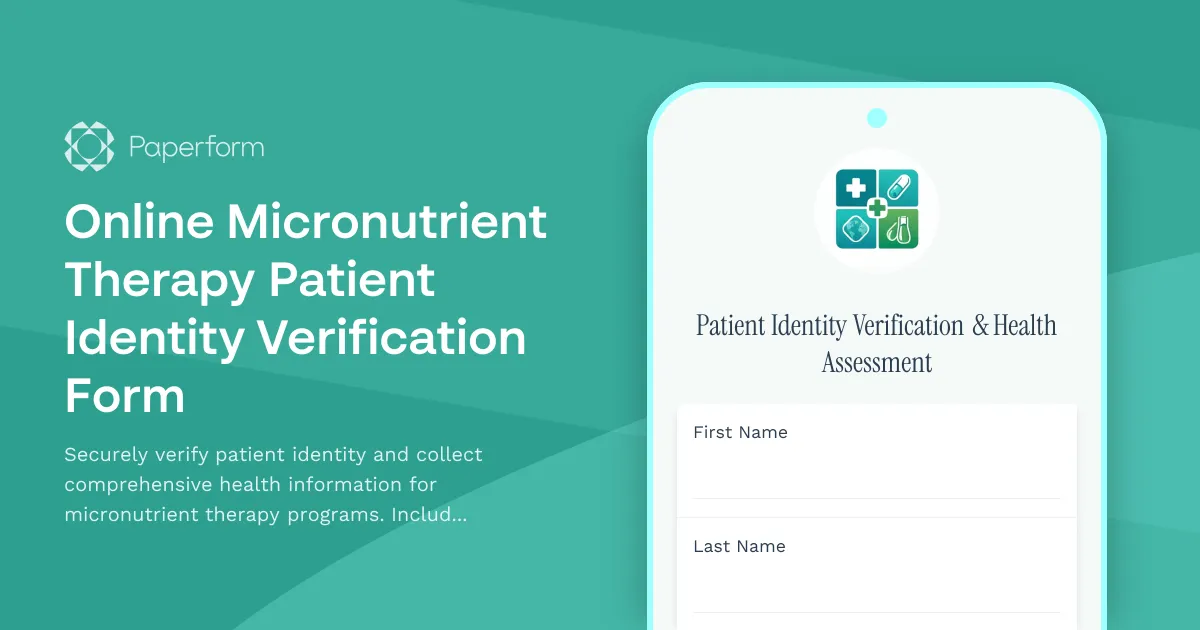 Online Micronutrient Therapy Patient Identity Verification Form