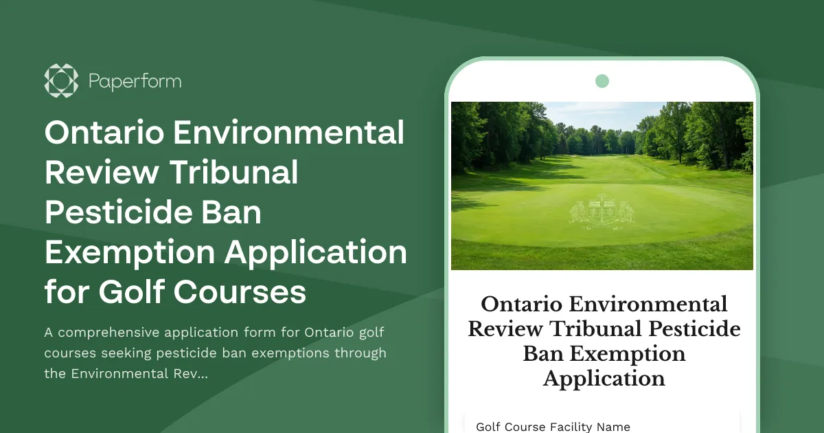 Ontario Environmental Review Tribunal Pesticide Ban Exemption Application for Golf Courses