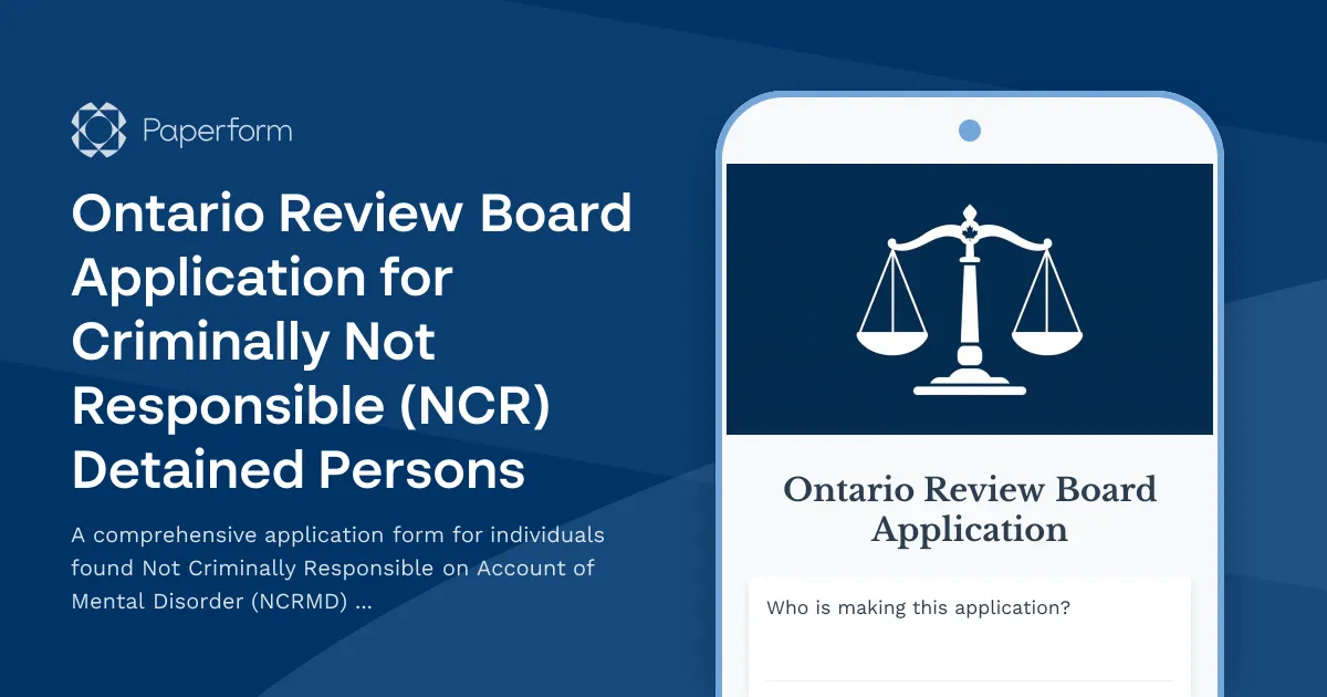 Ontario Review Board Application for Criminally Not Responsible (NCR) Detained Persons