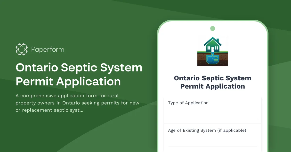 Ontario Septic System Permit Application