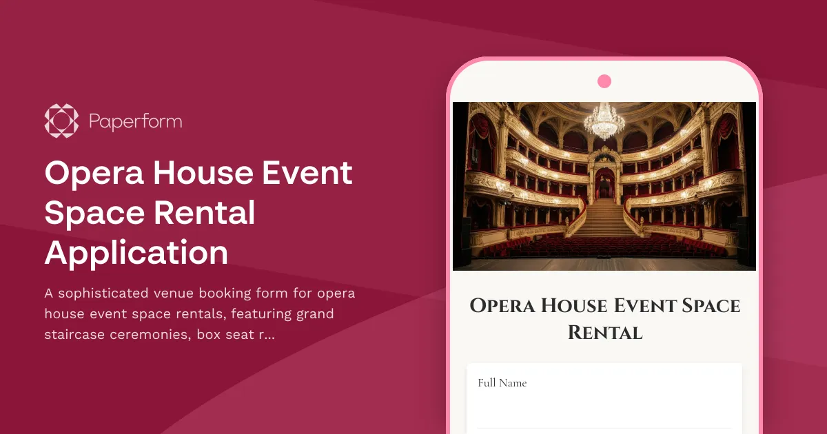 Opera House Event Space Rental Application