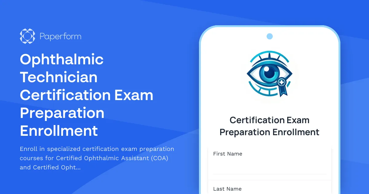 Ophthalmic Technician Certification Exam Preparation Enrollment