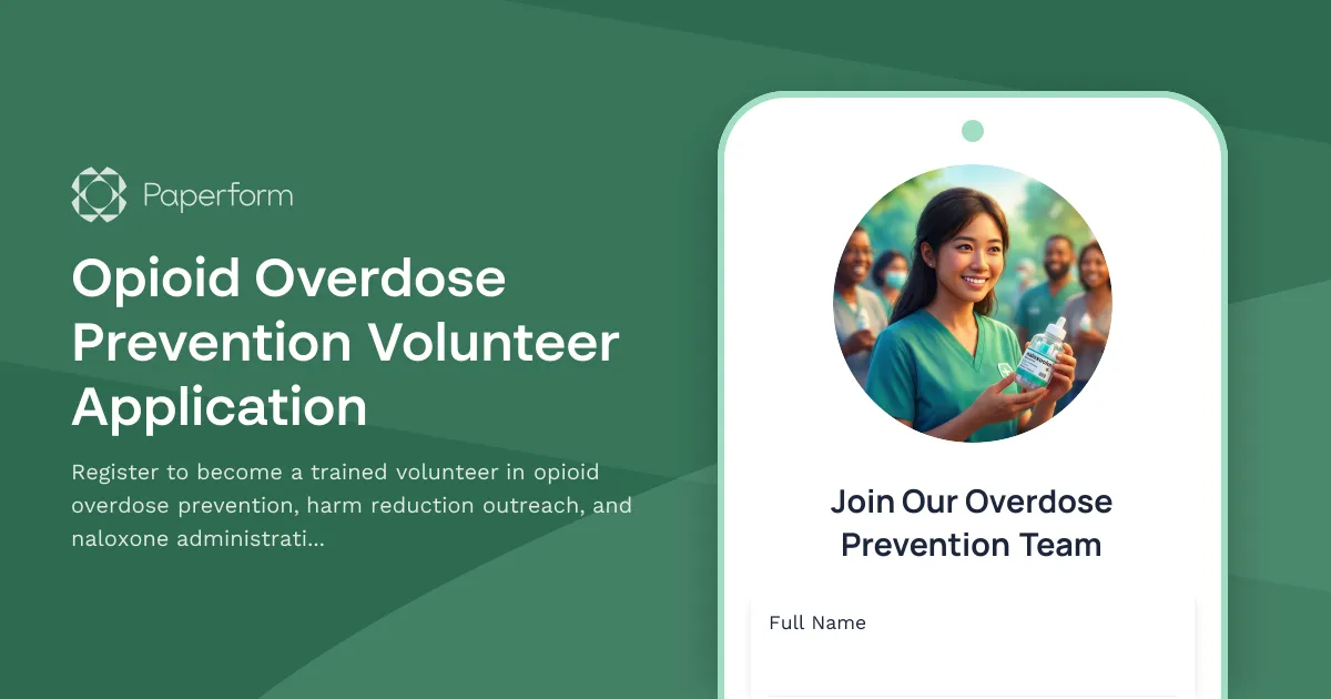 Opioid Overdose Prevention Volunteer Application