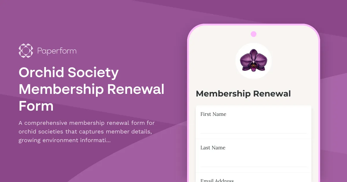 Orchid Society Membership Renewal Form