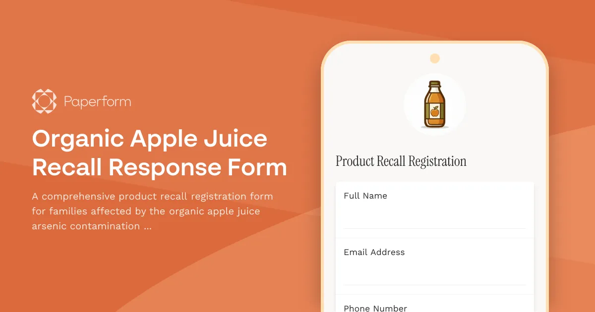 Organic Apple Juice Recall Response Form