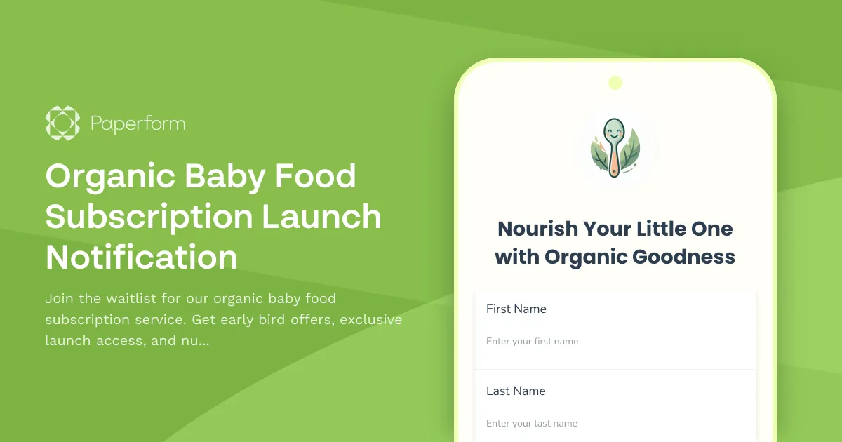 Organic Baby Food Subscription Launch Notification