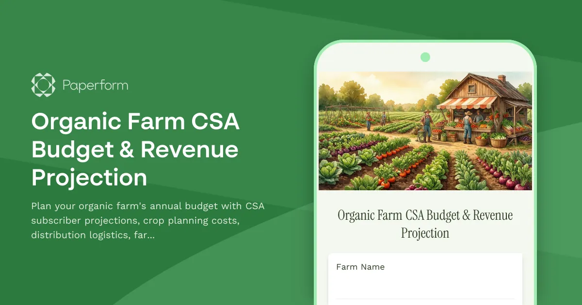 Organic Farm CSA Budget & Revenue Projection