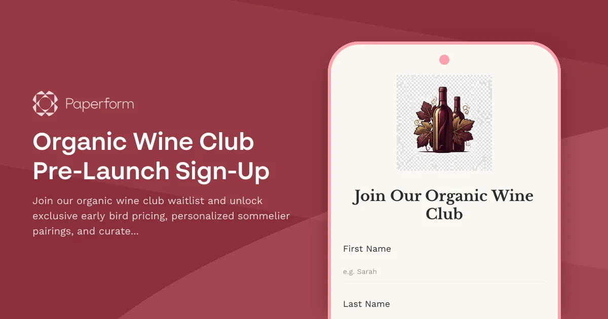 Organic Wine Club Pre-Launch Sign-Up