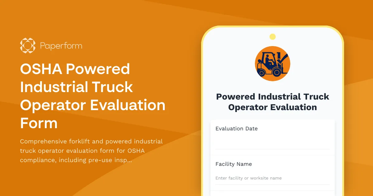OSHA Powered Industrial Truck Operator Evaluation Form