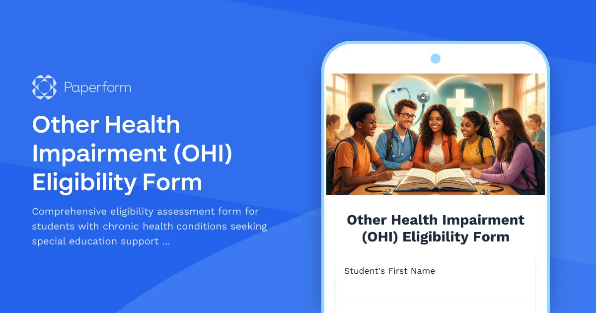 Other Health Impairment (OHI) Eligibility Form